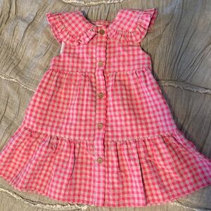 Zara Pink Gingham Tiered Dress
